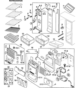 Part Location Diagram of DA96-00626H Samsung Refrigerator Evaporator Assembly