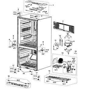 Cabinet Diagram and Parts List for RF197ABWP XAA-0000 Samsung Refrigerator