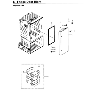 Fridge Door R Diagram and Parts List for RF26J7500WW AA-0002 Samsung Refrigerator