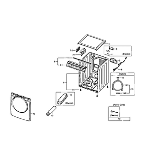 Main Assembly Diagram and Parts List for DV407AEW XAA-01 Samsung Dryer
