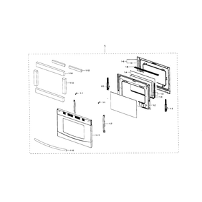 Door Diagram and Parts List for NX583G0VBBB AA-01 Samsung Range