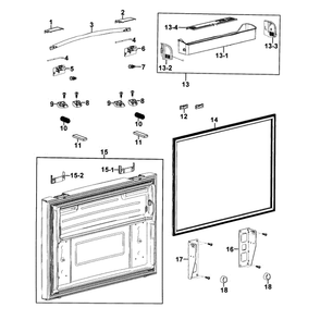 Freezer Door Diagram and Parts List for RFG293HARS XAA-01 Samsung Refrigerator