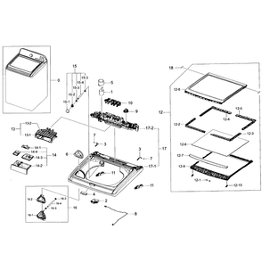 Top Assembly Diagram and Parts List for WA48H7400AP A2-01 Samsung Washer