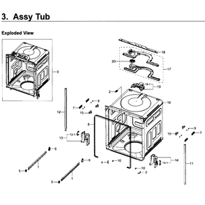 Tub Diagram and Parts List for DW80K5050US AA-0000 Samsung Dishwasher