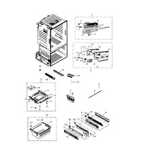 Freezer Diagram and Parts List for RF220NCTASP AA-01 Samsung Refrigerator