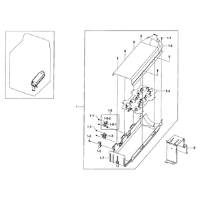 Duct Heater Diagram and Parts List for DV50F9A8EVW A2-0001 Samsung Dryer