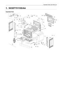 Main Assembly Diagram and Parts List for NX58T7511SS AA-00 Samsung Range