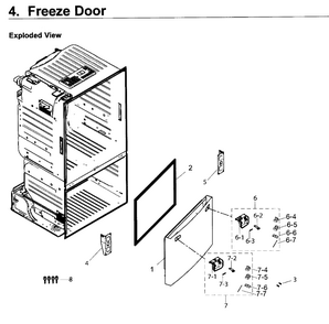 Freezer Door Diagram and Parts List for RF263TEAEWW AA-0002 Samsung Refrigerator