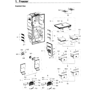 Freezer Diagram and Parts List for RF22K9581SR AA-01 Samsung Refrigerator