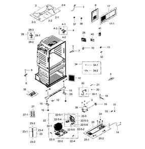 Cabinet Diagram and Parts List for RF25HMEDBBC AA-0001 Samsung Refrigerator