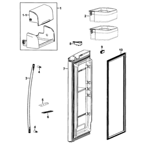 Refrigerator Door-R Diagram and Parts List for RF267AEPN XAA-0001 Samsung Refrigerator