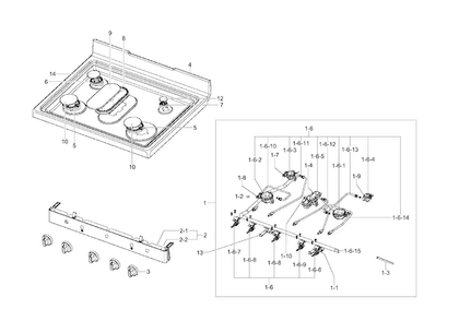 Part Location Diagram of DG94-00605A Samsung Burner cap