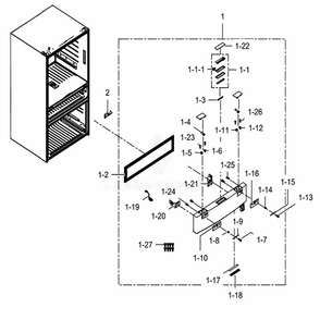 Flexzone-Door Diagram and Parts List for RF22KREDBSG (AA)(0007) Samsung Refrigerator