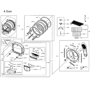 Drum Diagram and Parts List for DVG52M7750W A3-0000 Samsung Dryer