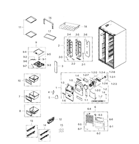 Fridge Diagram and Parts List for RS267TDRS XAA-0003 Samsung Refrigerator