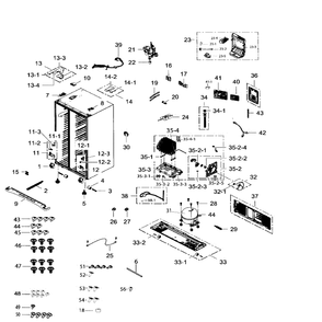 Cabinet Diagram and Parts List for RS265TDBP XAA-02 Samsung Refrigerator