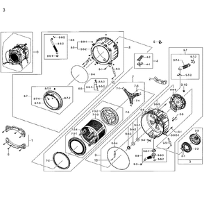 Tub And Drum Diagram and Parts List for WF42H5200AW A2-01 Samsung Washer