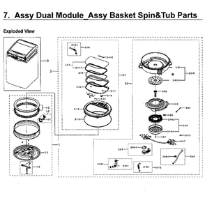 Dual Module Basket Diagram and Parts List for WV55M9600AW A5-01 Samsung Washer
