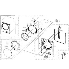 Frame Front And Door Diagram and Parts List for WF350ANP XAA-04 Samsung Washer