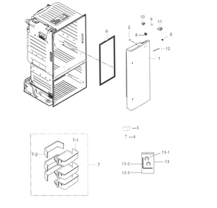 Part Location Diagram of DA91-03909C Samsung Refrigerator Door - Right Side