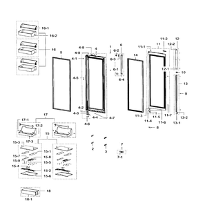 Right Door Diagram and Parts List for RH29H9000SR AA-02 Samsung Refrigerator