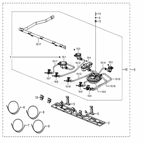Assembly Cooktop Diagram and Parts List for NX58M6650WG (AA)(0001) Samsung Range