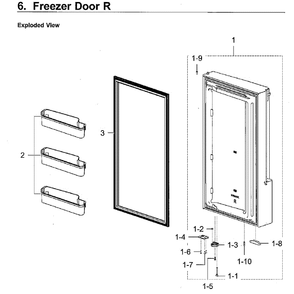 Freezer Door L Diagram and Parts List for RF28K9580SR AA-02 Samsung Refrigerator