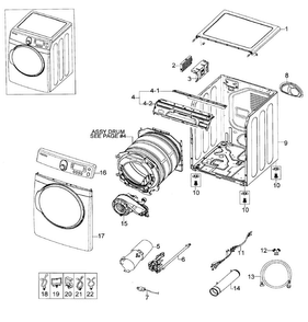 Main Assy Diagram and Parts List for DV448AGP XAA-0002 Samsung Dryer