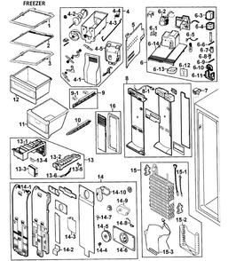 Freezer Diagram and Parts List for RS277ACPN XAA-0000 Samsung Refrigerator