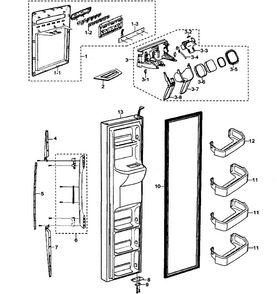 Left Door Diagram and Parts List for RS2630AWW XAA Samsung Refrigerator