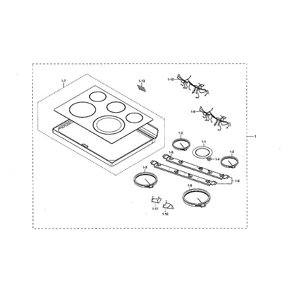 Part Location Diagram of DG94-01301C Samsung Range Main Top