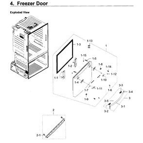 Freezer Door Diagram and Parts List for RF28HDEDPBC AA-08 Samsung Refrigerator