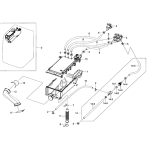 Drawer Housing Diagram and Parts List for WF405ATPAWR A2-0000 Samsung Washer
