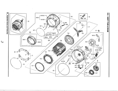 Tub And Drum Diagram and Parts List for WF407ANW XAA-00 Samsung Washer