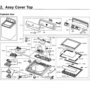 Top Assembly Diagram and Parts List for WA5471ABW XAA-01 Samsung Washer