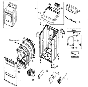 Main Assy Diagram and Parts List for DV5451AGW XAA Samsung Dryer