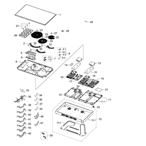 Main Assembly Diagram and Parts List for NZ36K7882UG AA-00 Samsung Cooktop