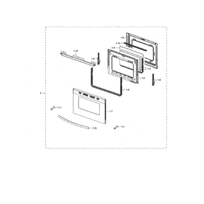 Door Assembly Diagram and Parts List for NX58M5600SW AA-00 Samsung Range