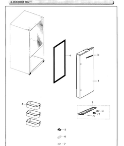Fridge Door R Diagram and Parts List for RF26HFENDWW AA-0001 Samsung Refrigerator