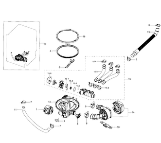 Pum Diagram and Parts List for DW80H9970US AA-0001 Samsung Dishwasher