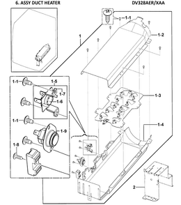 Heater Diagram and Parts List for DV328AER XAA Samsung Dryer