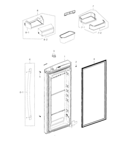 Fridge Door R Diagram and Parts List for RFG237AABP XAA-0001 Samsung Refrigerator
