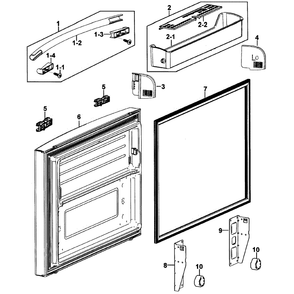 Freezer Door Diagram and Parts List for RF267AARS XAA Samsung Refrigerator