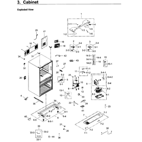 Cabinet Diagram and Parts List for RF22KREDBSR AA-0002 Samsung Refrigerator