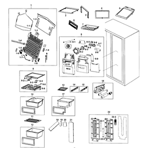 Refrigerator Diagram and Parts List for RS267TDBP XAA-0000 Samsung Refrigerator
