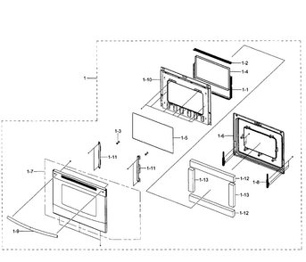 Door Assy Diagram and Parts List for NE597N0PBSR AA-0002 Samsung Range
