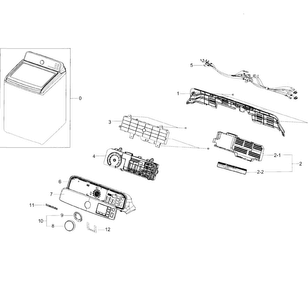 Control Panel Diagram and Parts List for WA45H7200AP A2-0001 Samsung Washer