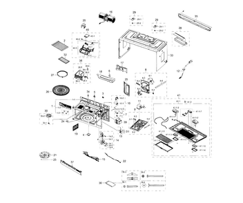 Main Assy Diagram and Parts List for ME18H704SFW AA-0001 Samsung Microwave
