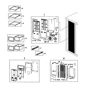 Freezer Diagram and Parts List for RS267TDBP XAA-0000 Samsung Refrigerator
