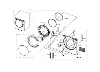 Frame Front & Door Diagram and Parts List for DV42H5600EW A3-0000 Samsung Dryer